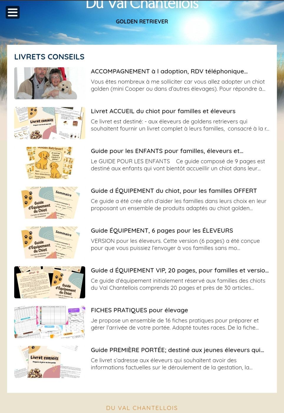 Livrets conseils pour les familles et les éleveurs